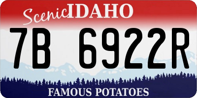 ID license plate 7B6922R