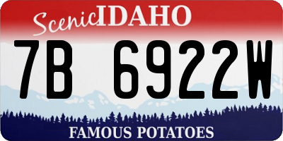 ID license plate 7B6922W
