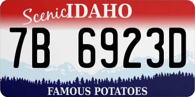 ID license plate 7B6923D