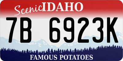 ID license plate 7B6923K