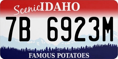 ID license plate 7B6923M