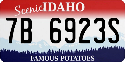 ID license plate 7B6923S