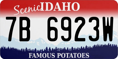 ID license plate 7B6923W