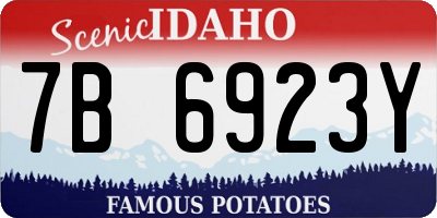 ID license plate 7B6923Y