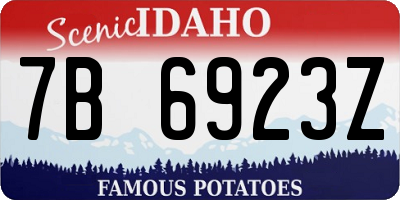 ID license plate 7B6923Z