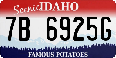 ID license plate 7B6925G