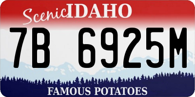 ID license plate 7B6925M