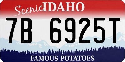 ID license plate 7B6925T