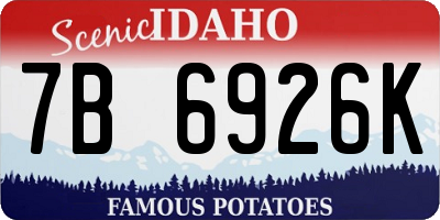 ID license plate 7B6926K
