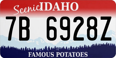 ID license plate 7B6928Z
