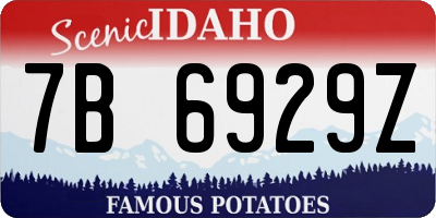 ID license plate 7B6929Z