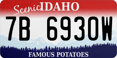 ID license plate 7B6930W