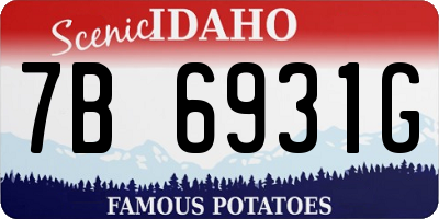 ID license plate 7B6931G