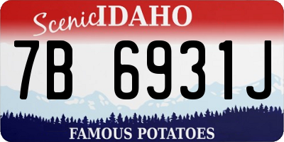 ID license plate 7B6931J