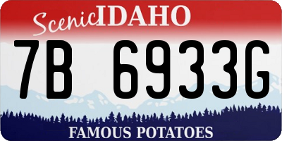 ID license plate 7B6933G