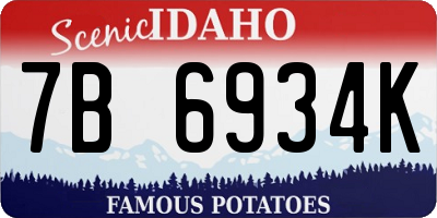 ID license plate 7B6934K
