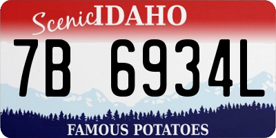 ID license plate 7B6934L
