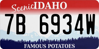 ID license plate 7B6934W
