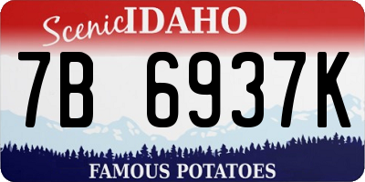 ID license plate 7B6937K