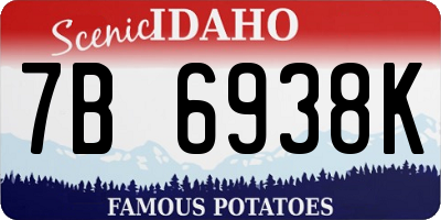 ID license plate 7B6938K