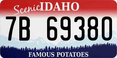 ID license plate 7B6938O