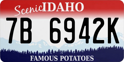 ID license plate 7B6942K
