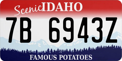 ID license plate 7B6943Z