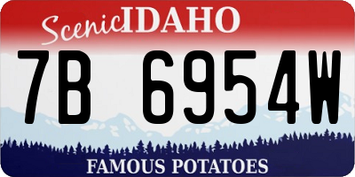 ID license plate 7B6954W