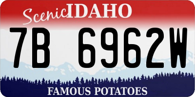 ID license plate 7B6962W