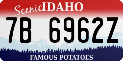 ID license plate 7B6962Z