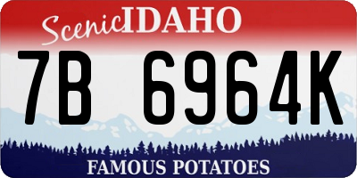 ID license plate 7B6964K