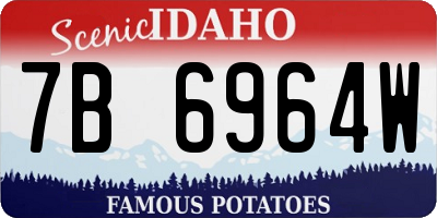 ID license plate 7B6964W