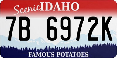 ID license plate 7B6972K
