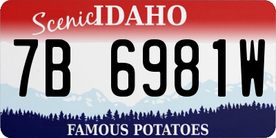 ID license plate 7B6981W