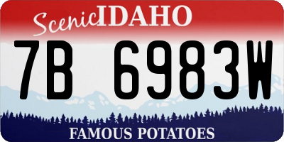 ID license plate 7B6983W
