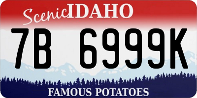ID license plate 7B6999K