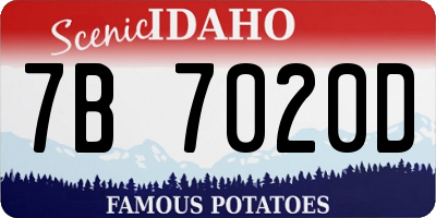 ID license plate 7B7020D