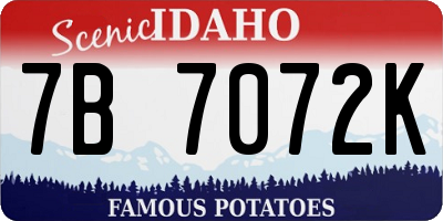 ID license plate 7B7072K