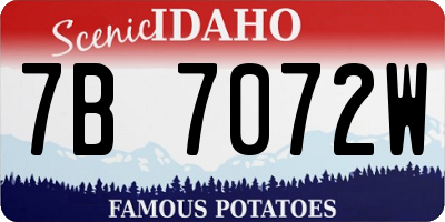 ID license plate 7B7072W