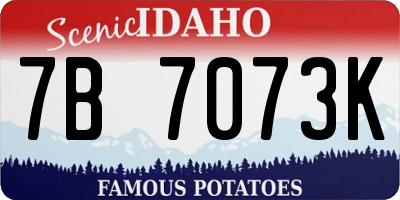 ID license plate 7B7073K