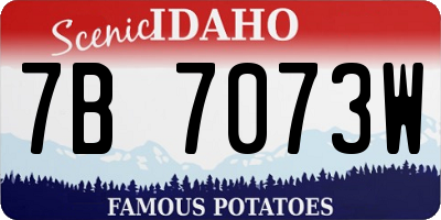 ID license plate 7B7073W