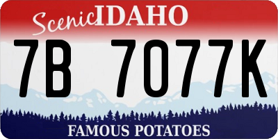 ID license plate 7B7077K