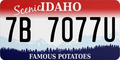 ID license plate 7B7077U