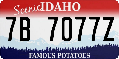 ID license plate 7B7077Z