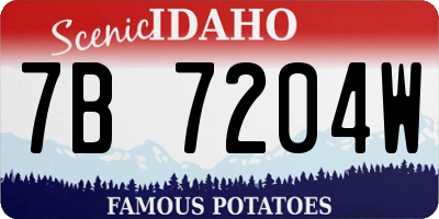 ID license plate 7B7204W