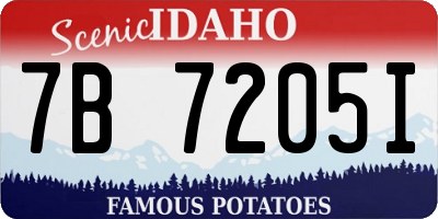 ID license plate 7B7205I