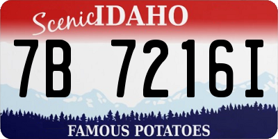 ID license plate 7B7216I