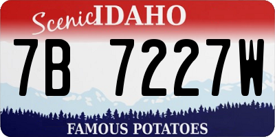 ID license plate 7B7227W