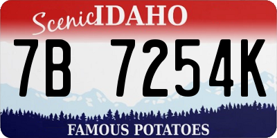 ID license plate 7B7254K