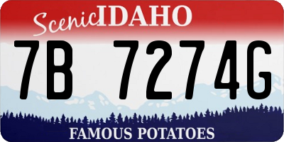 ID license plate 7B7274G